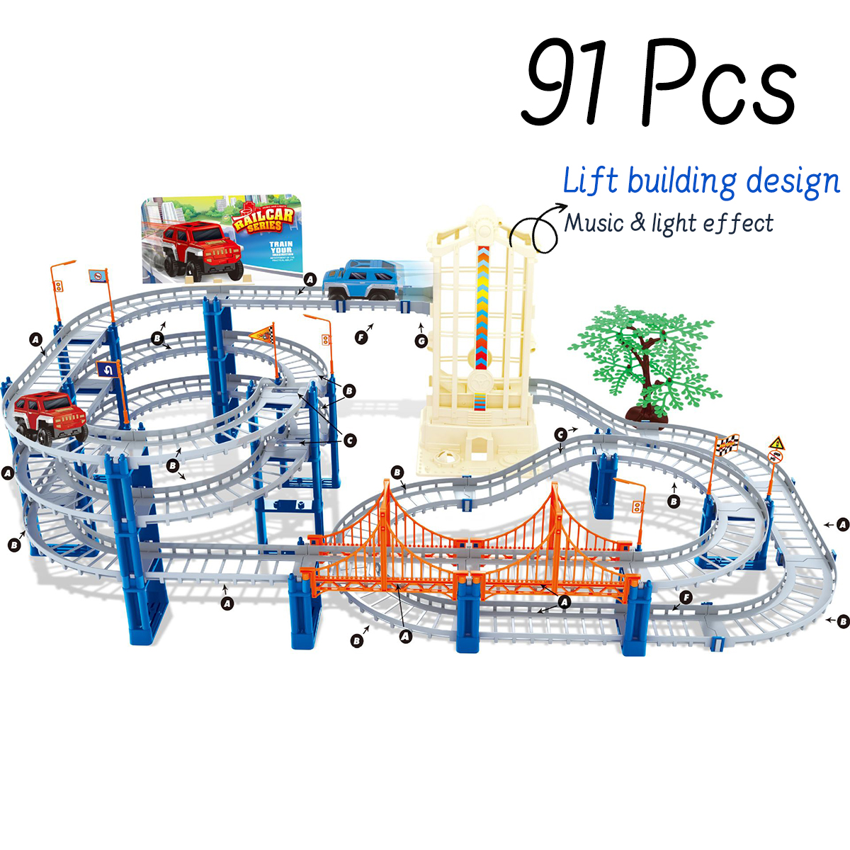 8091140Pcs-DIY-Assembly-Electric-ABS-Track-Car-Model-Set-Puzzle-Educational-Toy-for-Kids-1865726-5