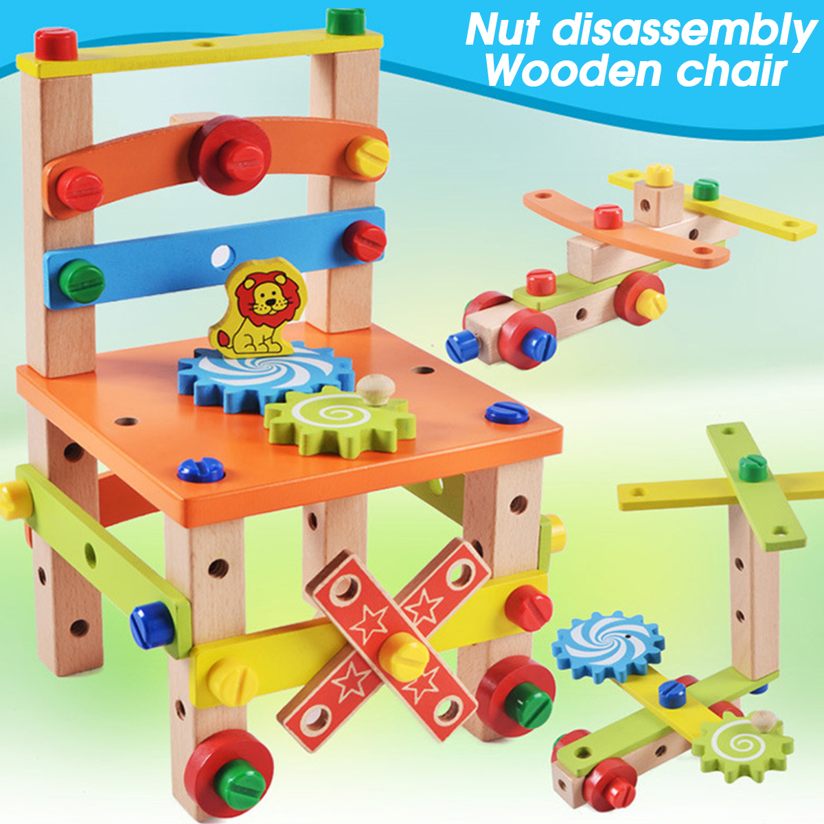 DIY-Creative-Toy-Multi-function-Nut-Disassembly-Combination-Toy-Wooden-Chair-1690769-1