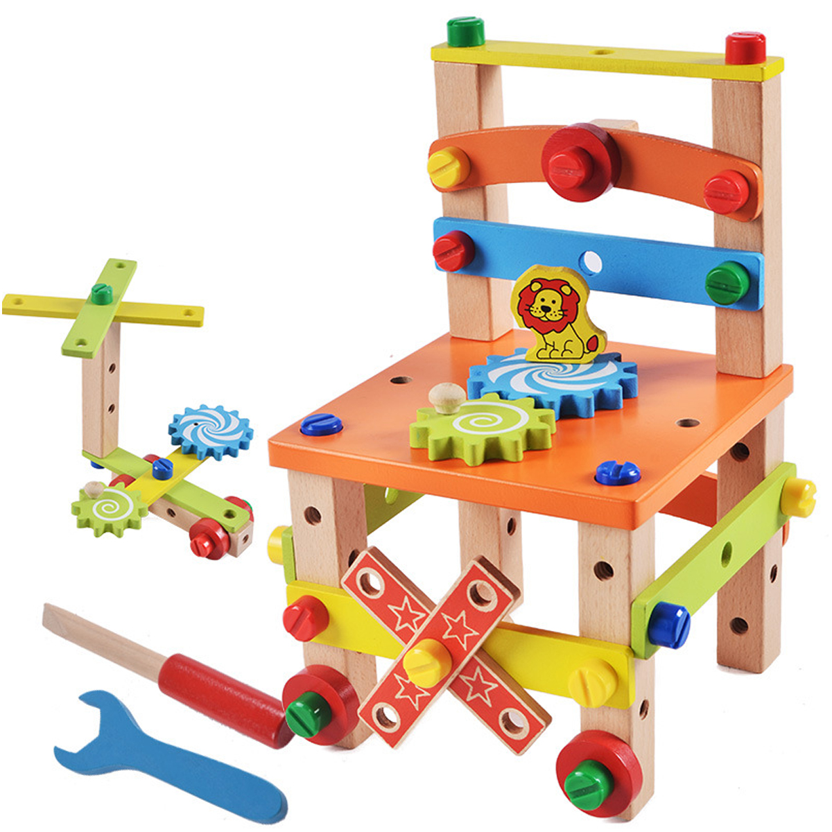 DIY-Creative-Toy-Multi-function-Nut-Disassembly-Combination-Toy-Wooden-Chair-1690769-7
