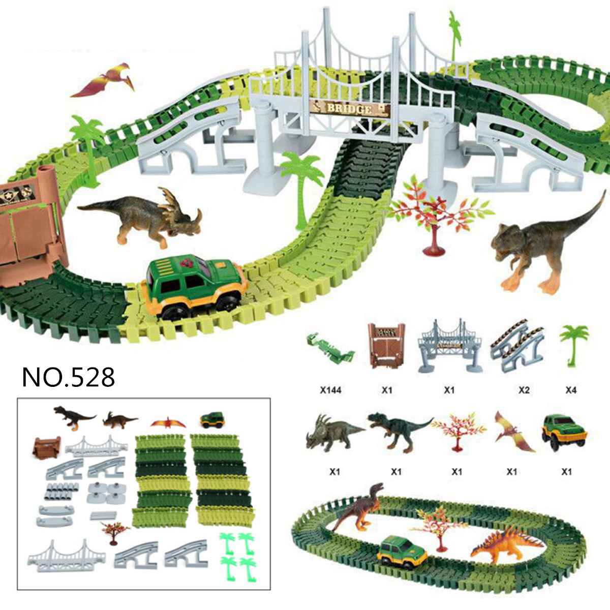 Dinosaur-Dino-World-Childrens-Flexible-Race-Car-Track-Toys-Construction-Play-Set-Toy-1430539-3