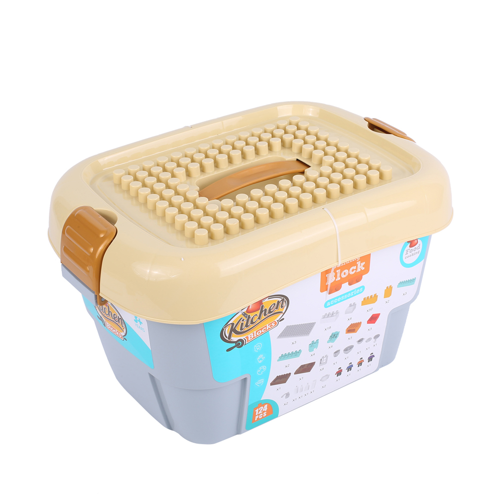 Goldkids-HJ-35008A-124PCS-Kitchen-Series-Rectangular-Tote-Bucket-DIY-Assembly-Blocks-Toys-for-Childr-1664716-1