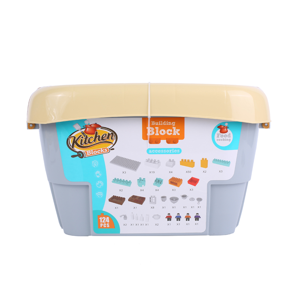 Goldkids-HJ-35008A-124PCS-Kitchen-Series-Rectangular-Tote-Bucket-DIY-Assembly-Blocks-Toys-for-Childr-1664716-2
