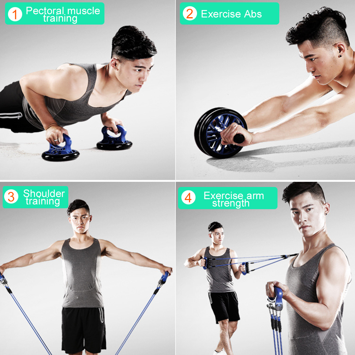 5PCS-Exercise-Tools-Abdominal-Wheel-Footrest-Stretcher-Chest-Push-ups-Stand-Body-Fitness-Trainer-1666422-6