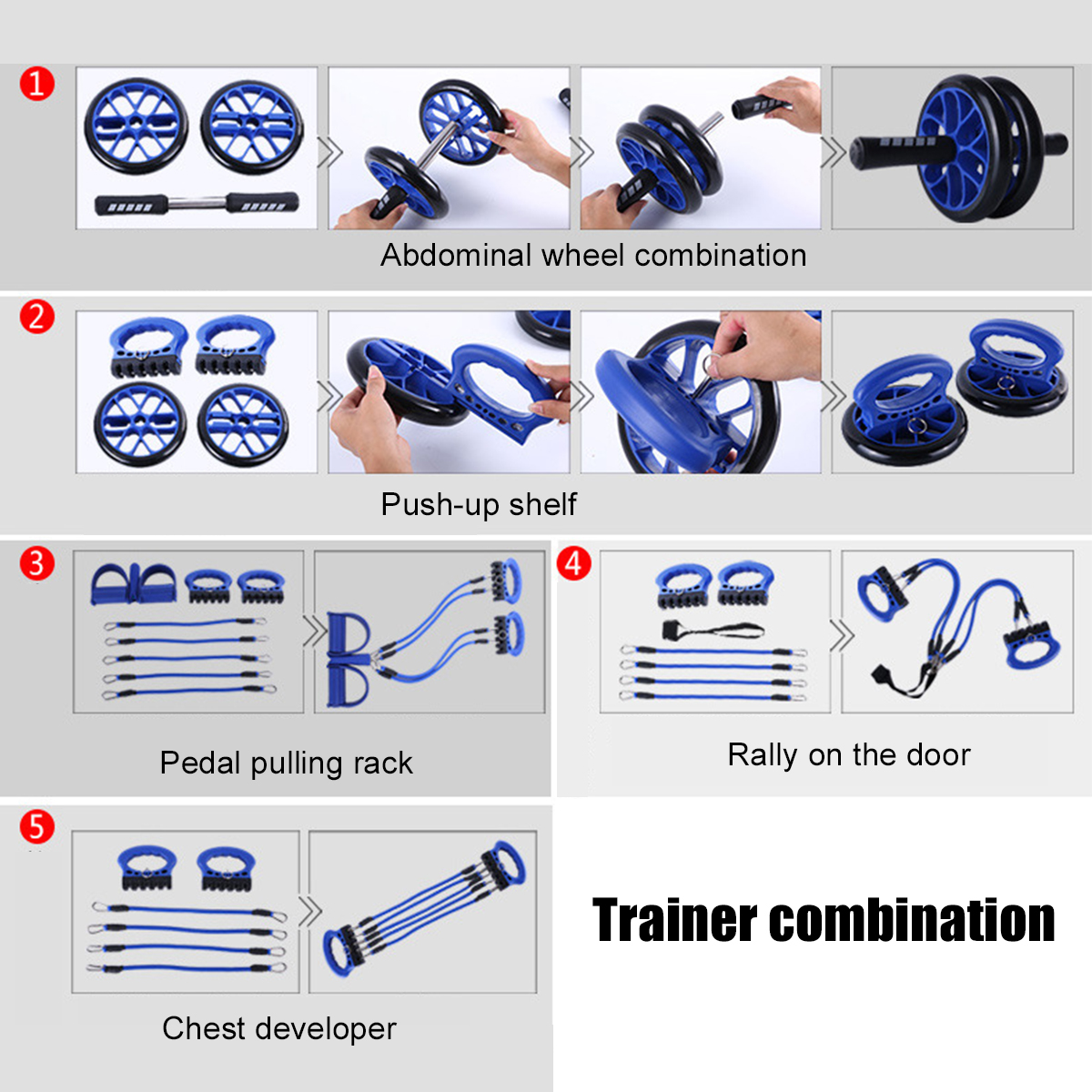 5PCS-Exercise-Tools-Abdominal-Wheel-Footrest-Stretcher-Chest-Push-ups-Stand-Body-Fitness-Trainer-1666422-8
