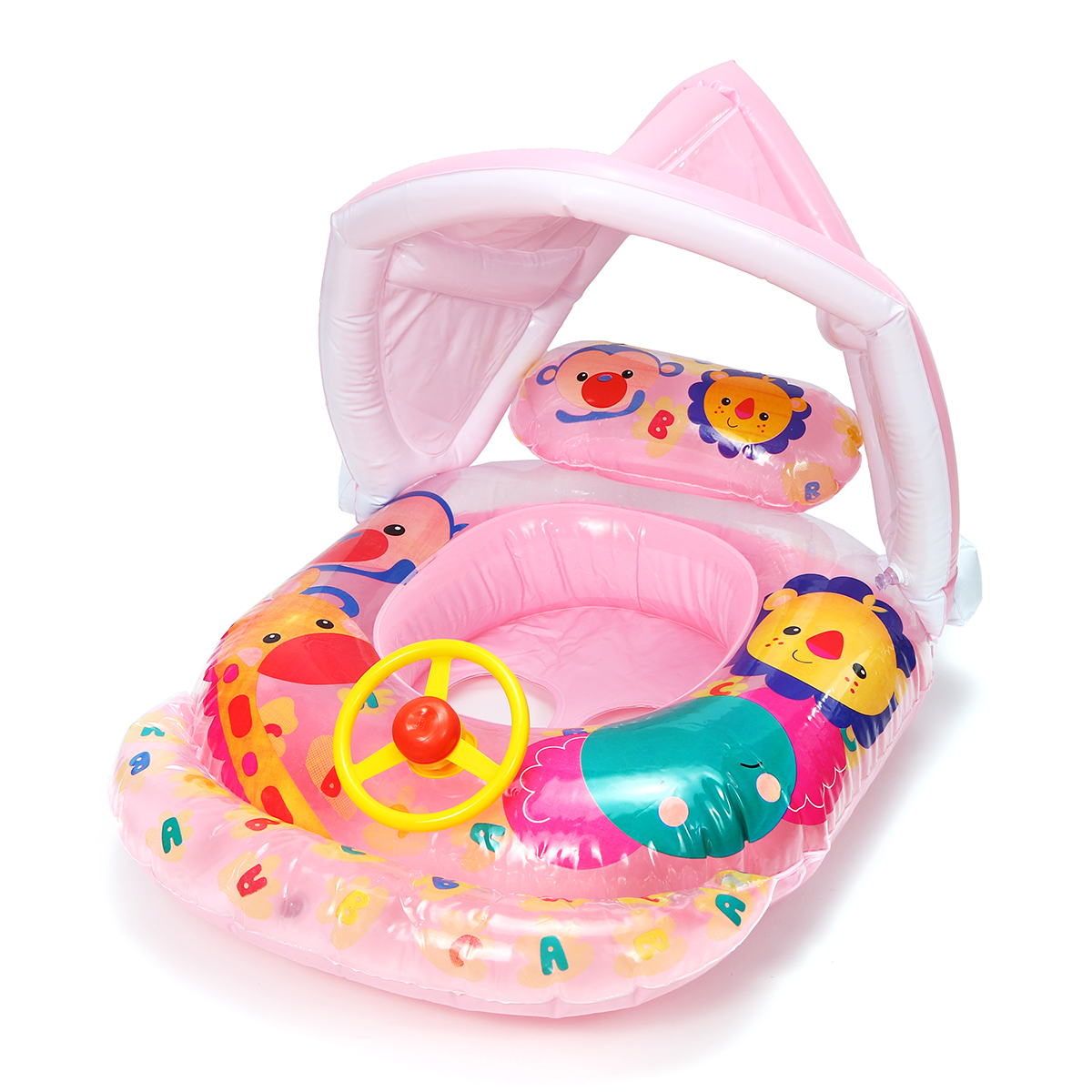 Inflatable-Sunshade-Kids-Float-Seat-Boat-Children-Swim-Swimming-Ring-Pool-Water-1568945-11