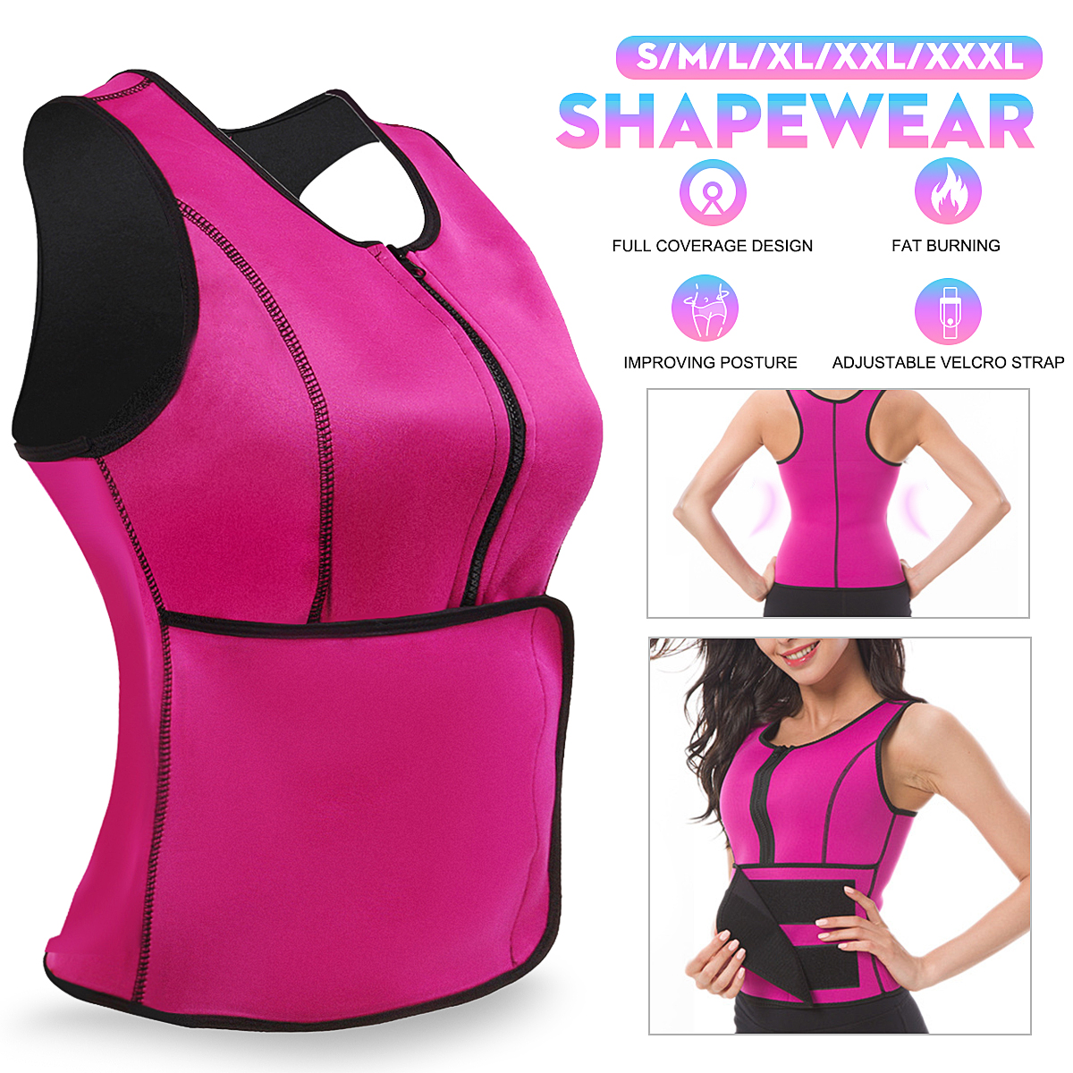 SMLXL2XL3XL-Sweat-Sauna-Body-Shaper-Women-Slimming-Vest-Thermo-Neoprene-Waist-Trainer-Belt-1632394-2