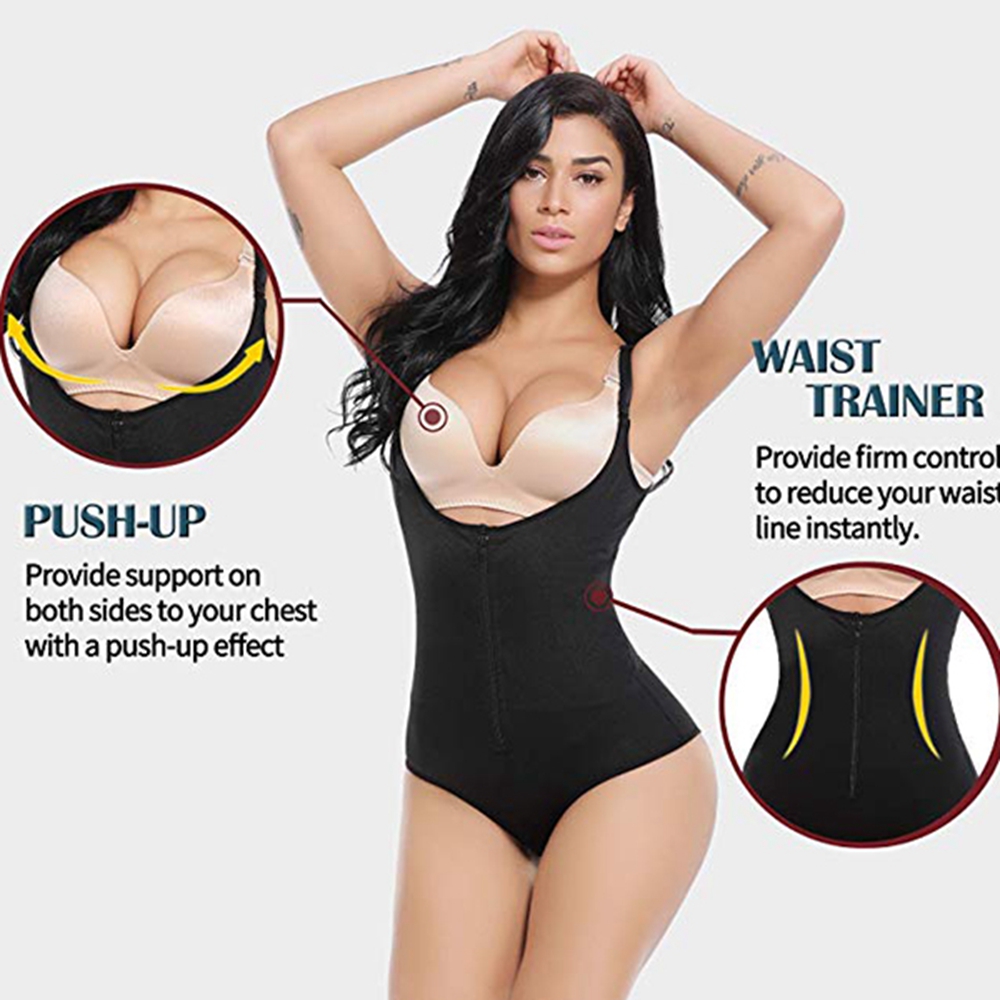 Women-Full-Body-Shaper-Front-Zip-Tummy-Bodysuit-Slimming-Waist-Trainer-Underbust-Shapewear-1545695-3