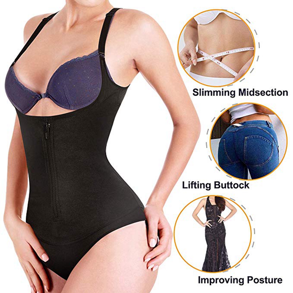 Women-Full-Body-Shaper-Front-Zip-Tummy-Bodysuit-Slimming-Waist-Trainer-Underbust-Shapewear-1545695-4