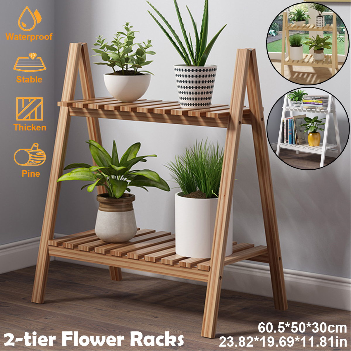 2-Layers-Flower-Racks-Foldable-Wood-Plant-Stand-A-shape-Indoor-Landing-Shelf-for-Home-Balcony-1766531-1