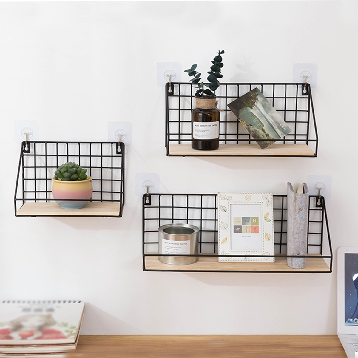 3-Piece-Set-Wall-Mounted-Shelf-Home-Bedroom-Wall-Decoration-Frame-Iron-Storage-Rack-Floating-Shelves-1761057-8
