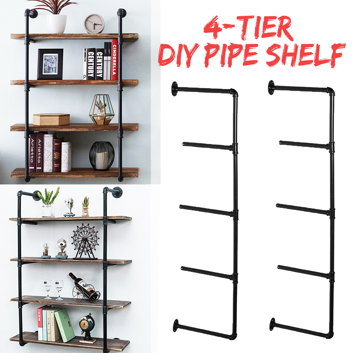 Bookshelf-4-tiers-Stroage-Shelf-Rack-15202430cm-Wide-Wall-Mounted-Industrial-Look-Piping-Vintage-Ret-1638243-3