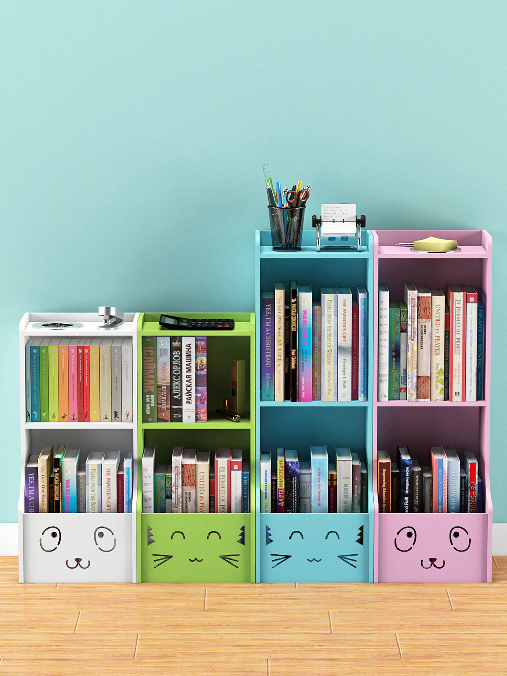 Bookshelf-Picture-Book-Bookcase-Floor-Storage-Rack---Smile-Cartoon-80cm-for-Living-Room-Childrens-1644704-7