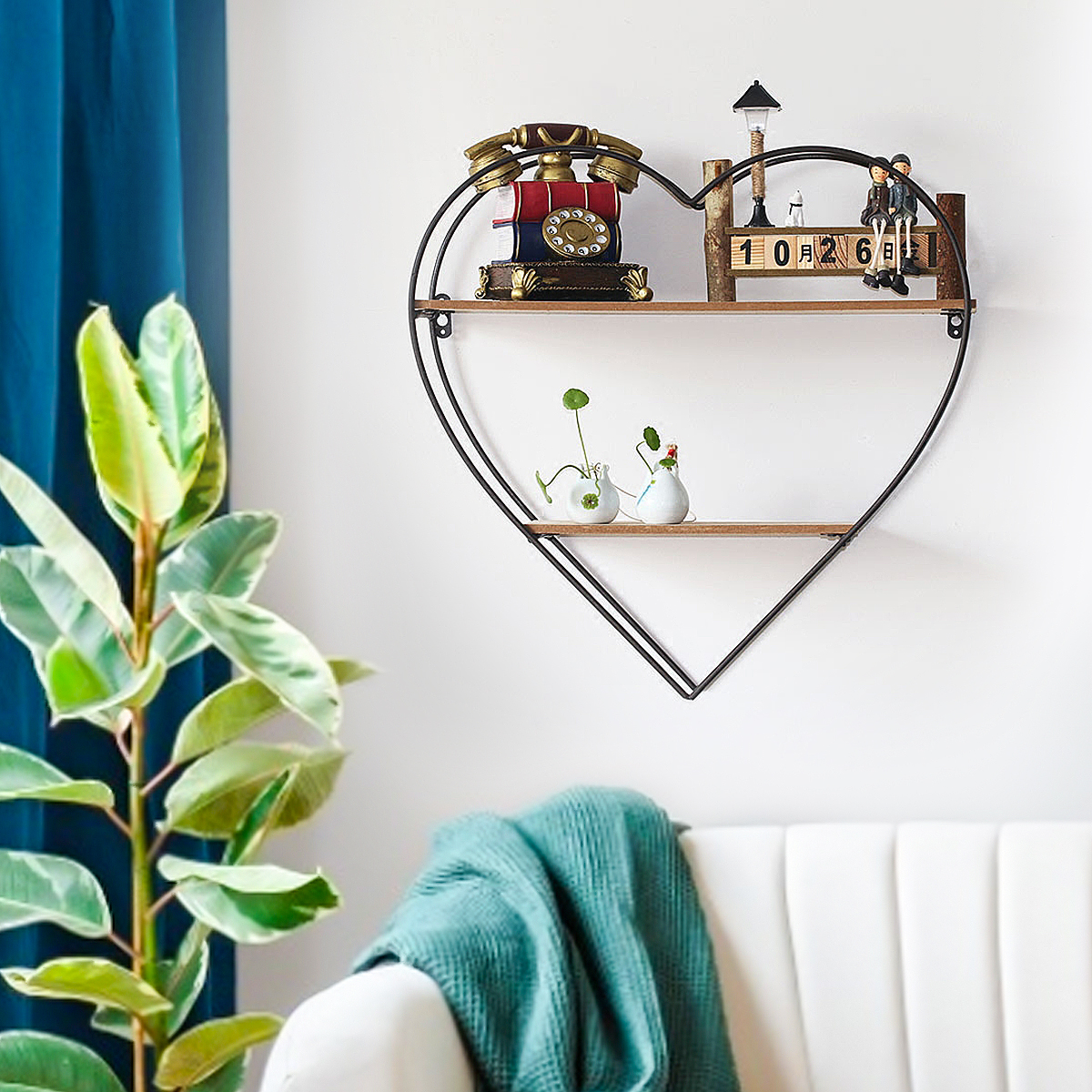 Heart-shaped-Wooden-Wall-Shelf-2-Layers-Vintage-Storage-Wall-Mounted-Display-Floating-Rack-for-Kitch-1785937-5