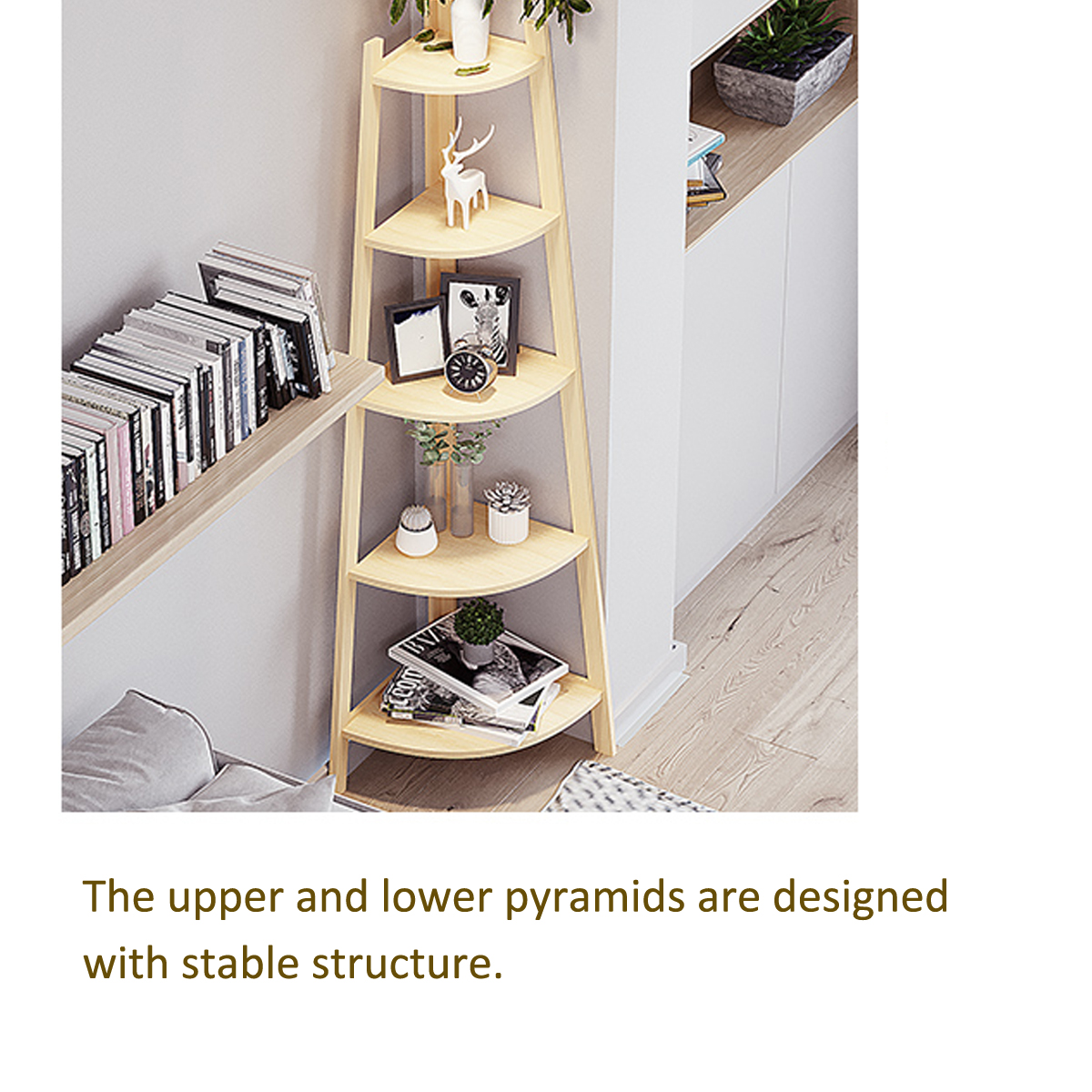 Stylish-Corner-Ladder-Shelving-Unit-5-Tier-Wall-Leaning-Bookcase-Storage-Display-Book-Accessories-St-1840067-5