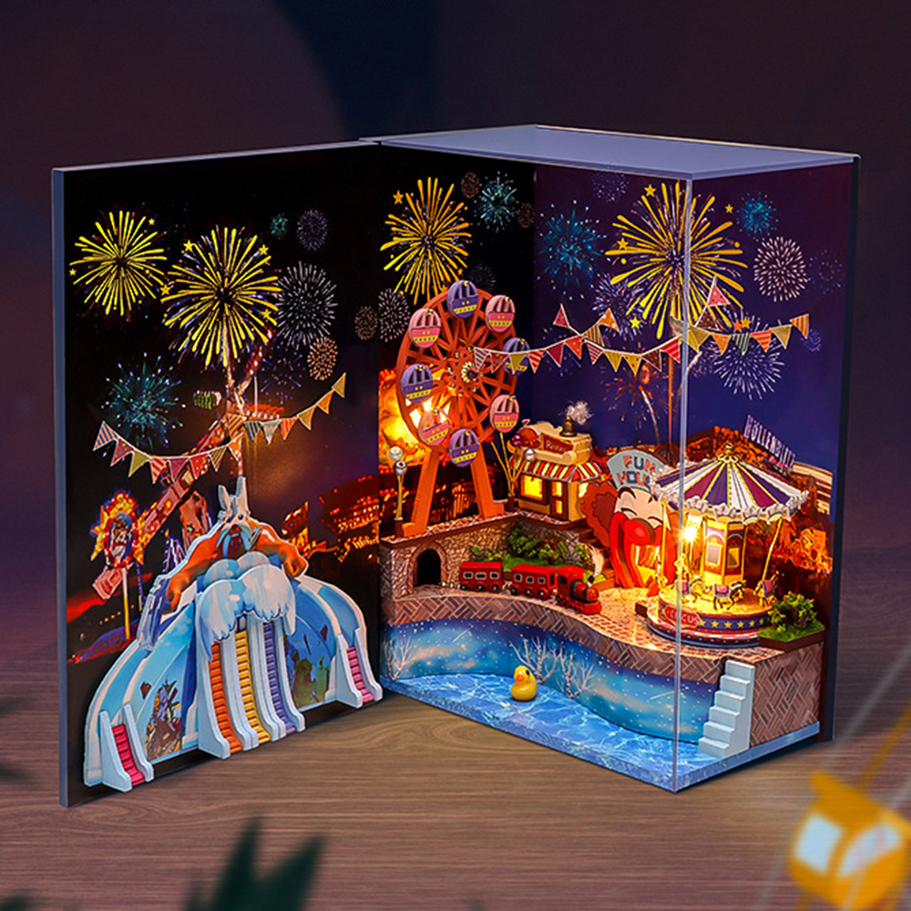 VIAI-Amusement-Park-DIY-3D-Decorative-Bookends-Nook-Shelf-Insert-Kits-with-Dust-Cover--LED-Light-Puz-1903821-1