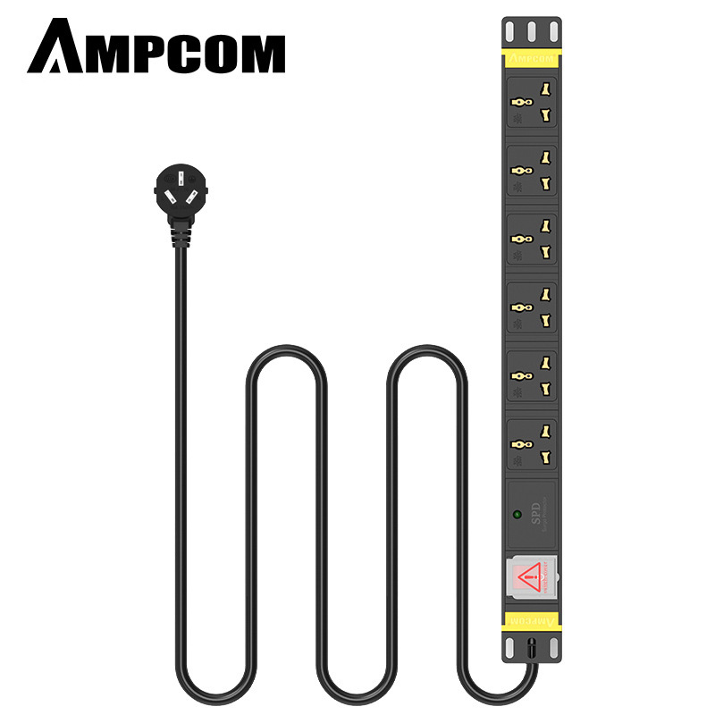 AMPCOM-PDU-Cabinet-Power-Socket-6-bit-10A-Switch--Flashing-Protection-Multi-purpose-Hole-3-Meters-1861541-1