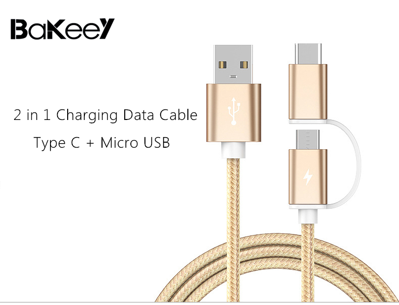 Bakeey-2-in-1-Type-C-Micro-USB-Nylon-Braided-Data-Charging-Cable-USB-20-for-6-Oneplus-S8-S7-1198446-1