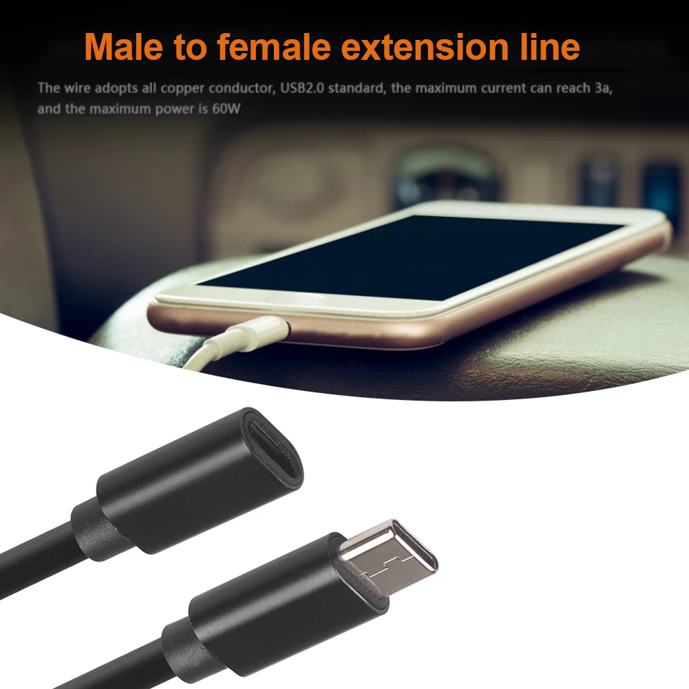 Bakeey-60W-3A-Type-c-Male-to-Female-Extension-Cable-05115M-Cord-Gold-plated-Extensor-Data-Wire-Conne-1839398-6