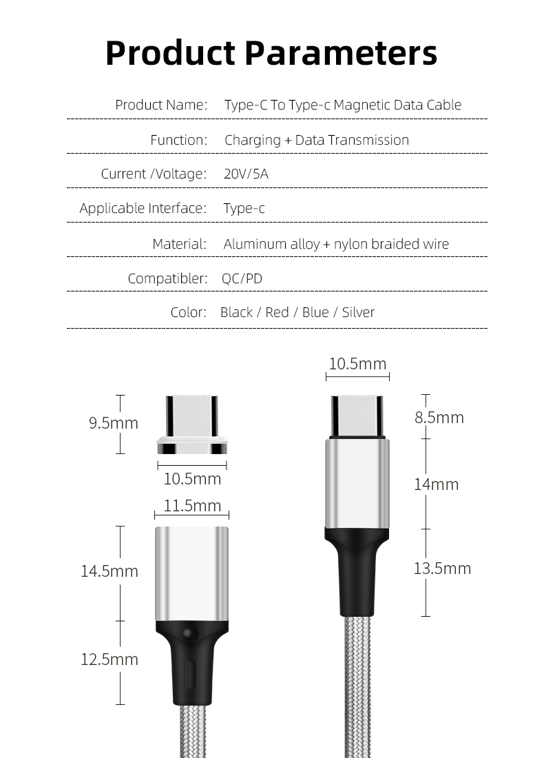 Bakeey-Type-C-To-Type-C-Magnetic-Data-Cable-5A-100W-PD-Quick-Charging-Magnet-Charger-Fast-Charging-F-1699902-13