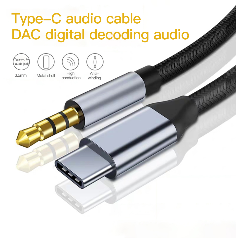 Bakeey-Type-C-to-35mm-AUX-Audio-Jack-Cable-For-Mi10-9Pro-K30-Huawei-P30-P40-1672673-1
