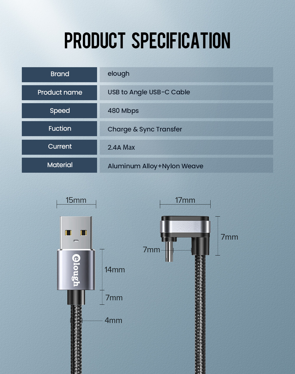 Elough-USB-C-to-USB-Cable-90-Degree-Right-Angle-Fast-Charging-Data-Transmission-Cord-1m2m-long-For-X-1935615-10