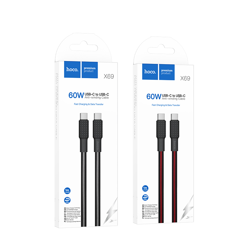 HOCO-X69-60W-USB-C-to-USB-C-Cable-PD30-Power-Delivery-QC40-Fast-Charging-Data-Transmission-Cord-Line-1923612-9
