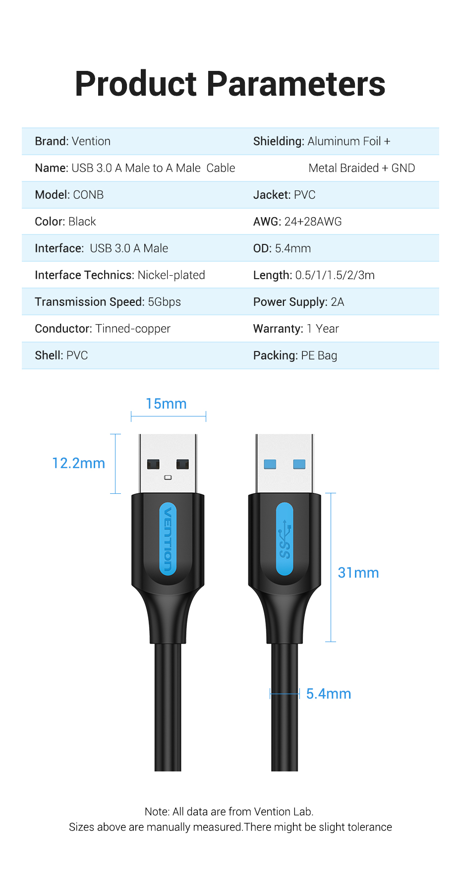 Vention-USB-Male-to-Male-Extension-Cable-30-High-Speed-Data-Transfer-USB-Cable-Extender-Cord-for-Rad-1840880-11