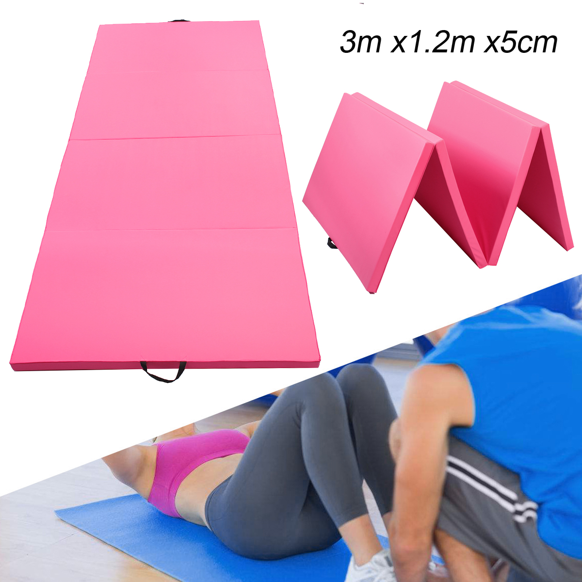 118x47x196inch-4-Folding-Super-Large-Gymnastics-Mat-Yoga-Gym-Exercise-Pad-Pink-1246274-2