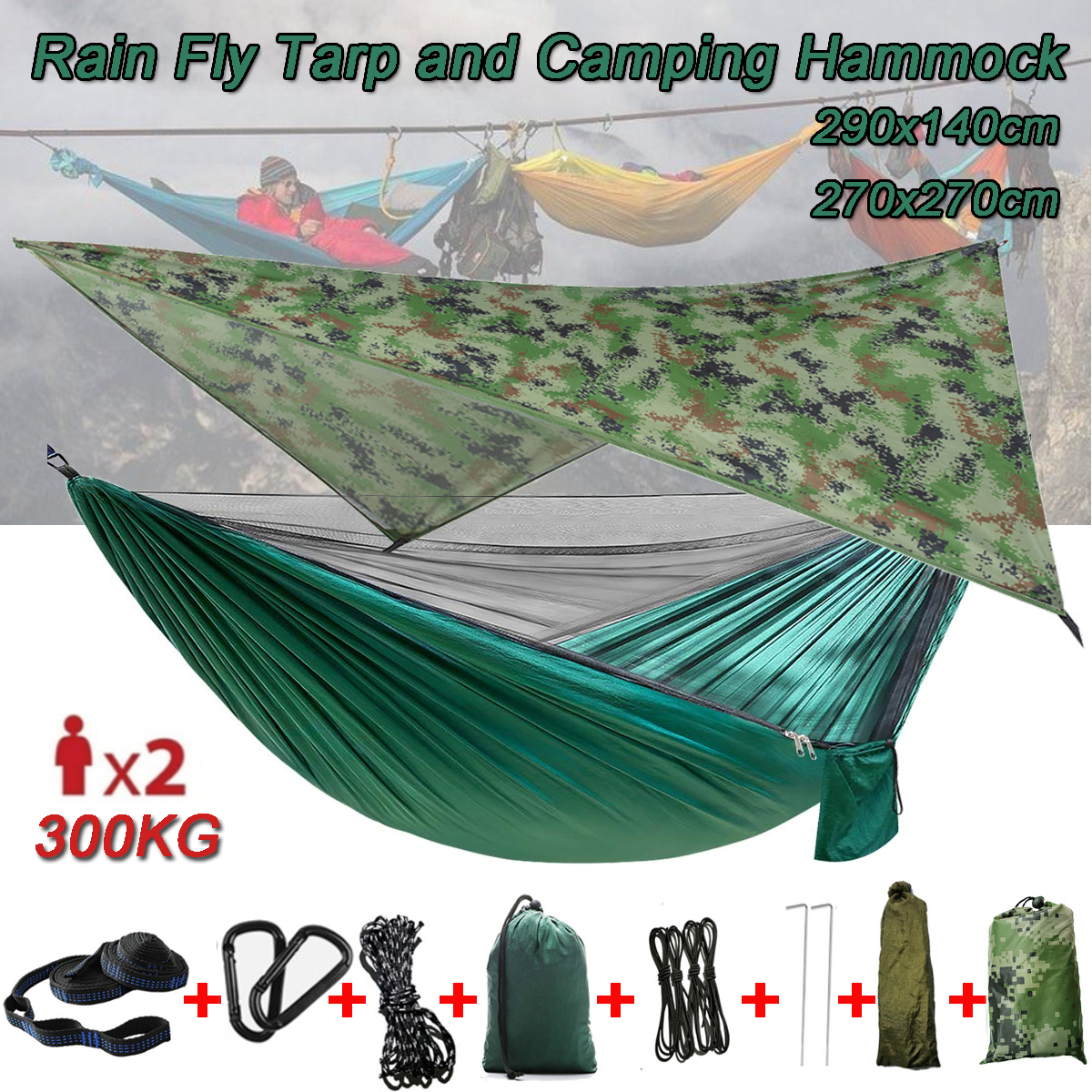 IPRee-Camouflage-Rain-Fly-Tarp-and-Camping-Hammock-with-Mosquito-Net-Portable-Hammock-Canopy-210T-Pl-1634658-2