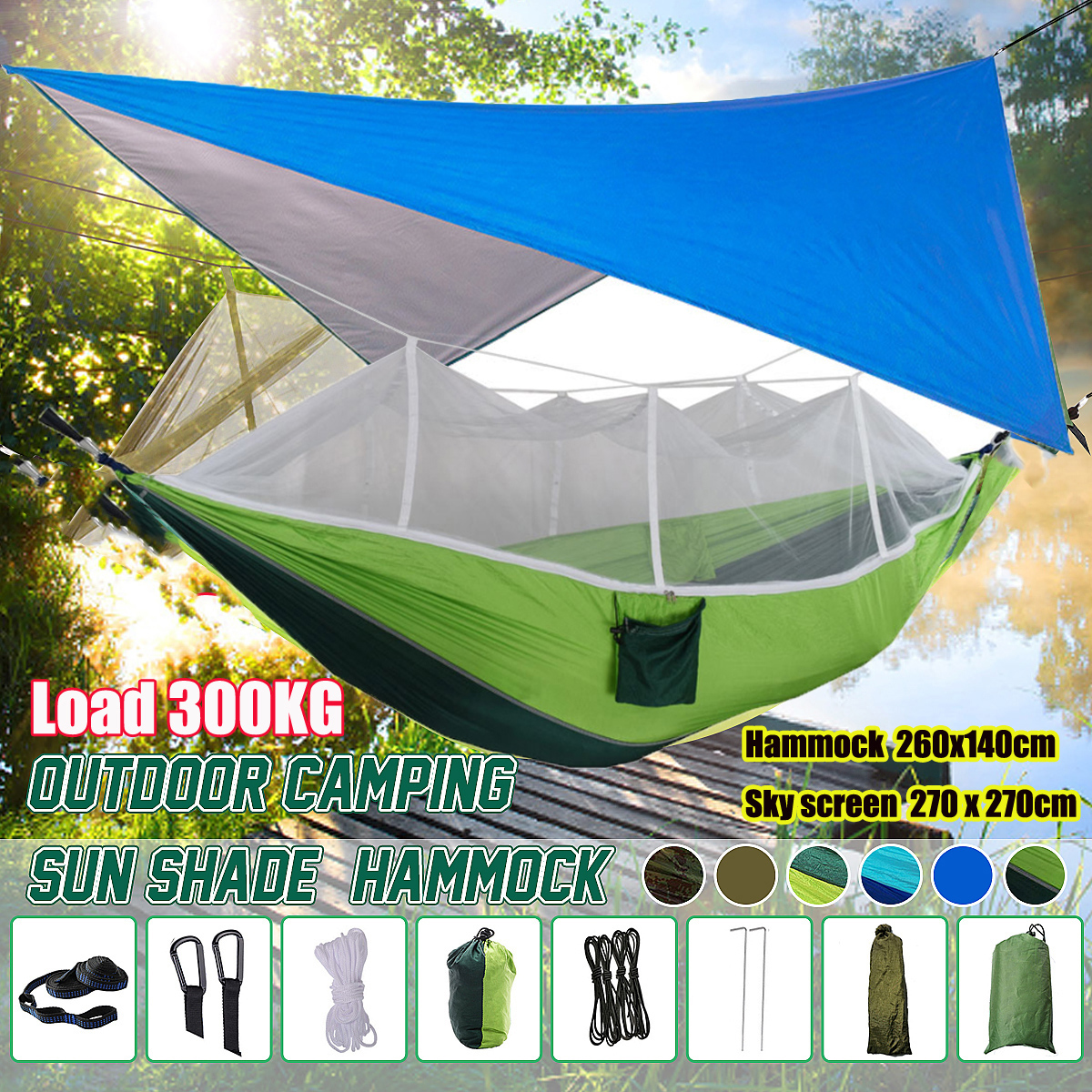 IPReereg-300KG-Load-18pcsset-Lightweight-Portable-Camping-Hammock-and-Tent-Awning-Set-Rain-Fly-Tarp--1637254-1