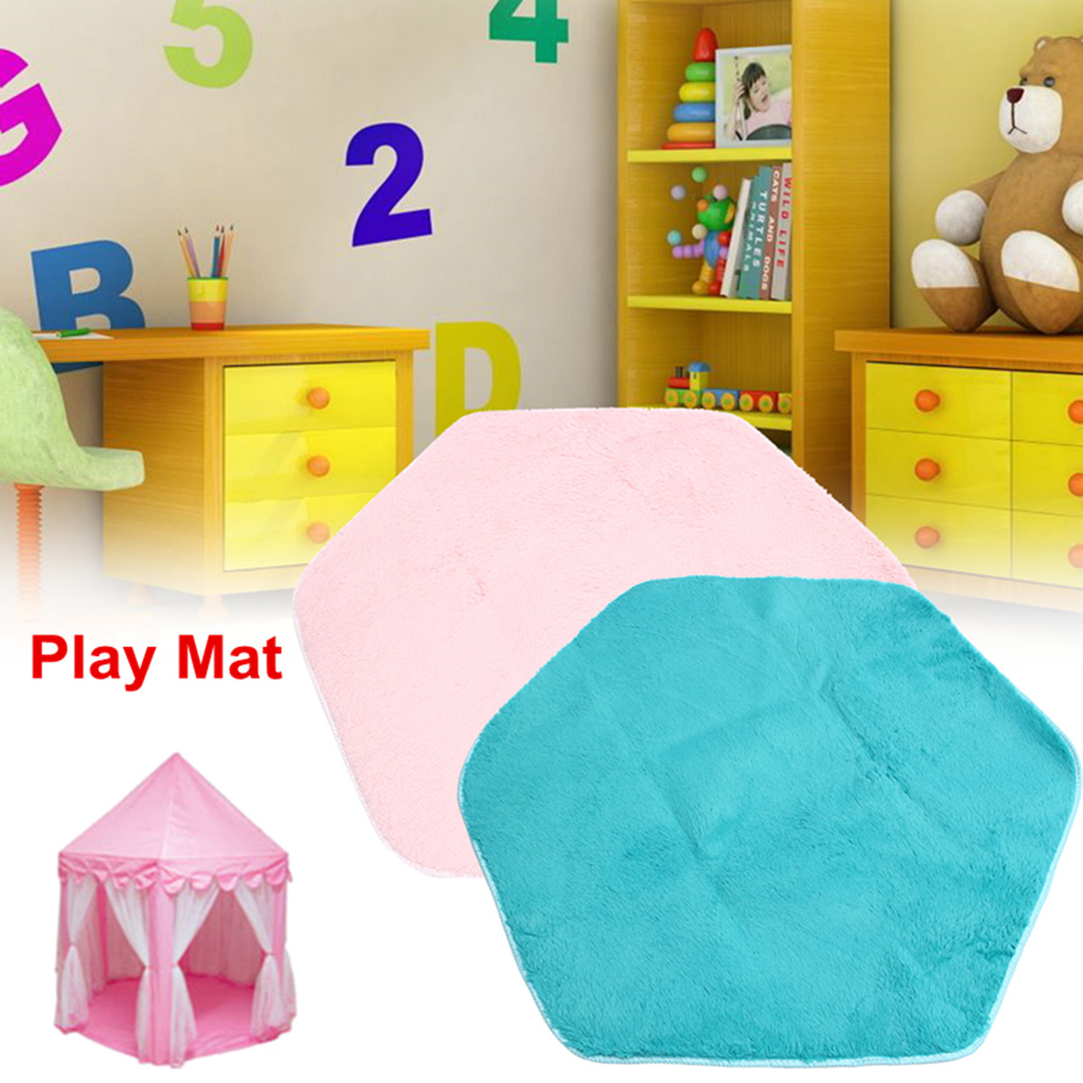 Non-slip-Baby-Play-Mat-Short-Hair-Game-Plush-Mat-Kids-Tent-Hexagon-Princess-Castle-Playhouse-Pad-1278684-1