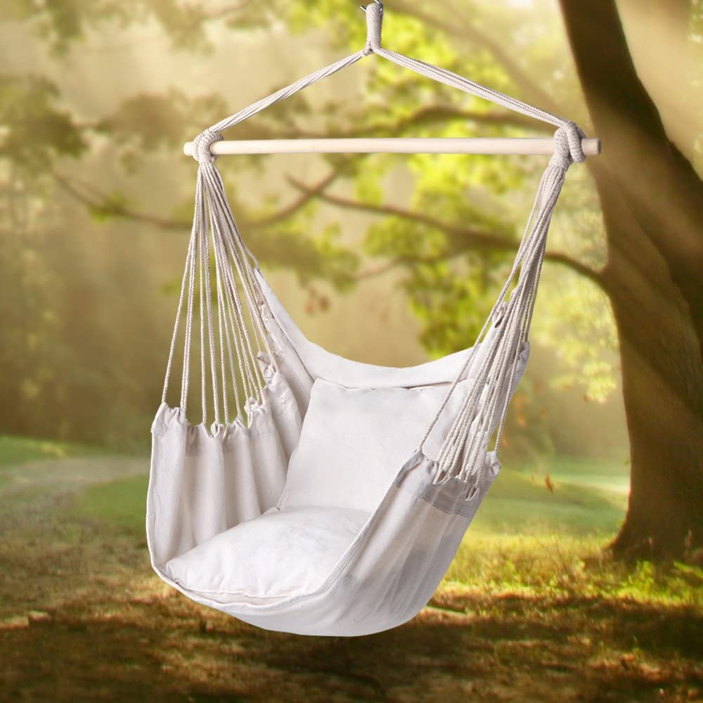 Outdoor-Leisure-Swing-Chair-Indoor-Rocking-Chair-Canvas-Hammock-For-Camping-Hiking-Picnic---White-1692745-2
