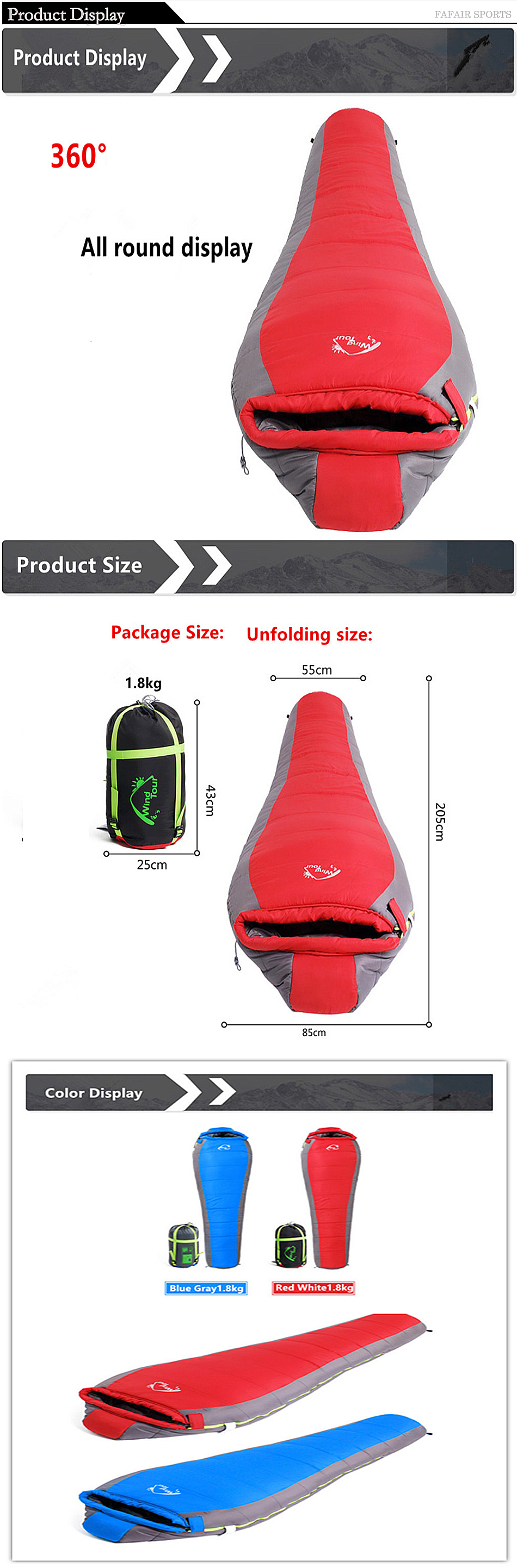 WIND-TOUR-Ultralight-Outdoor-Sleeping-Bag-18KG-Cotton-Hiking-Camping-Sleeping-Bag-Splicing-Thickened-1756712-2