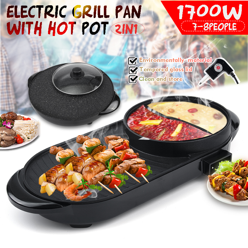220V-Electric-Multi-Cooker-2-IN-1-Hot-Pot-BBQ-Oven-Smokeless-Non-Stick-Barbecue-Roasting-Baking-Plat-1826510-2