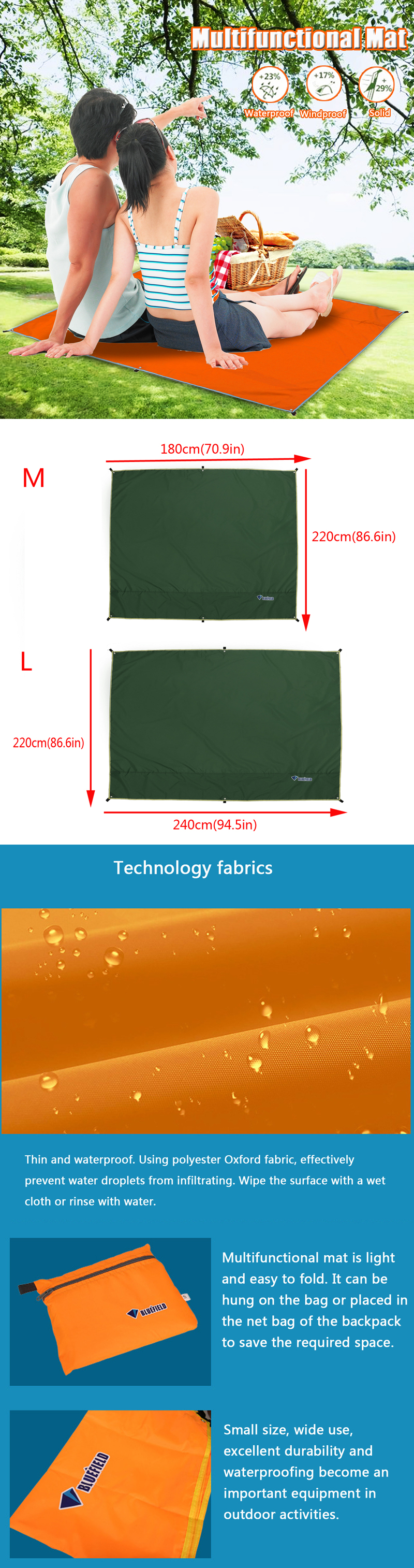 3-In-1-Multifunctional-Picnic-Mat-Waterproof-Camping-Tent-Sunshade-Canopy-Tarp-1521862-1