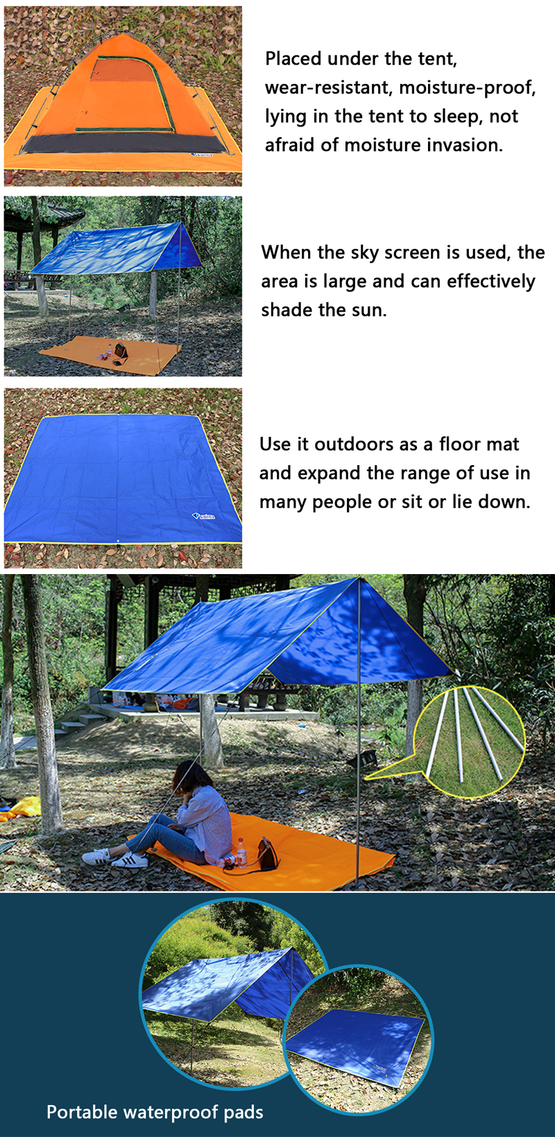 3-In-1-Multifunctional-Picnic-Mat-Waterproof-Camping-Tent-Sunshade-Canopy-Tarp-1521862-2