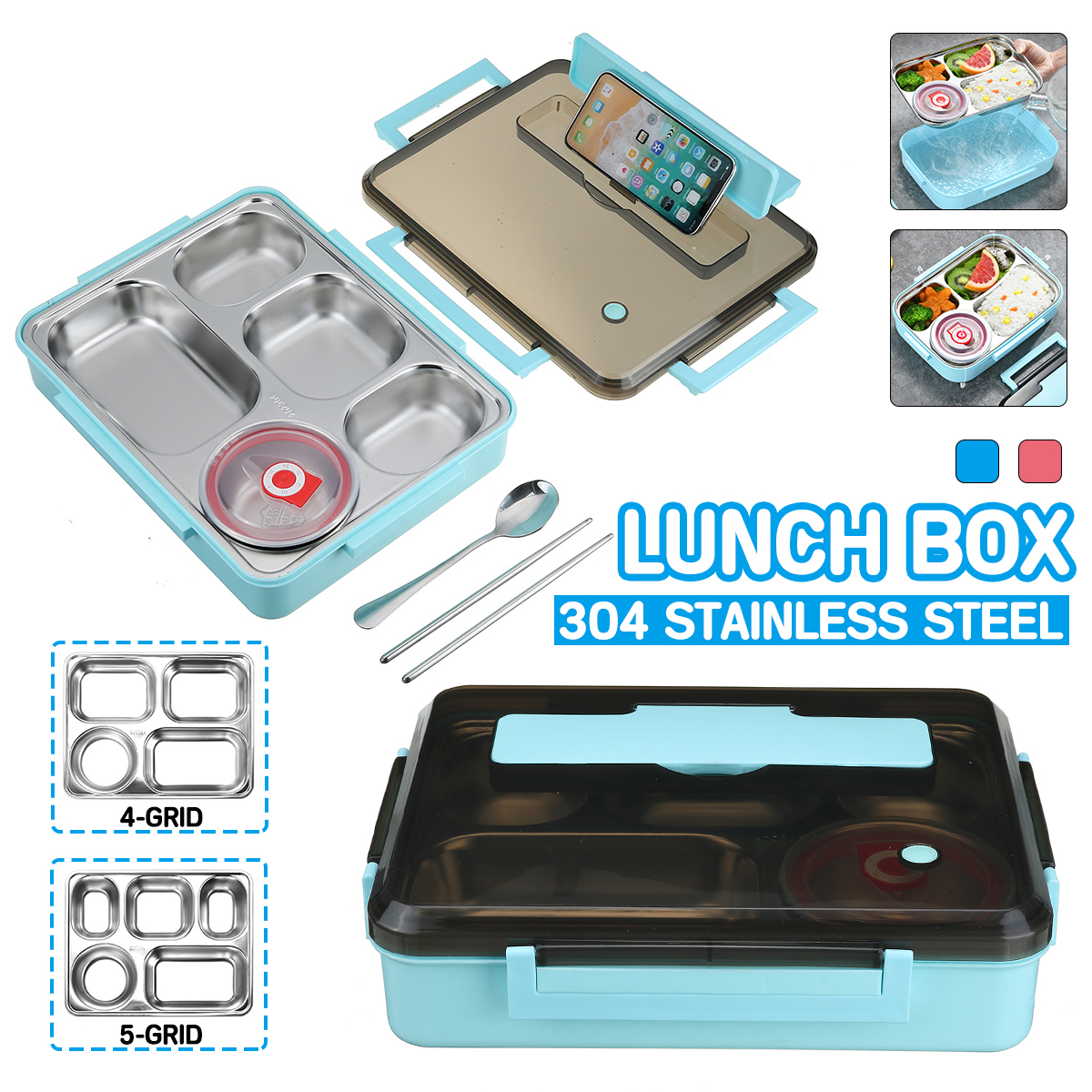 304-Stainless-Steel-Lunch-Box-45-Grid-Leakproof-Food-Container-Outdoor-Camping-Picnic-Kitchen-1787462-1