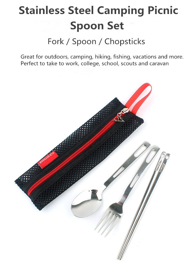 3Pcs-Portable-Outdoor-Camping-Picnic-Set-Stainless-Steel-Fork-Spoon-Chopsticks-with-Tableware-Bag-1274822-1