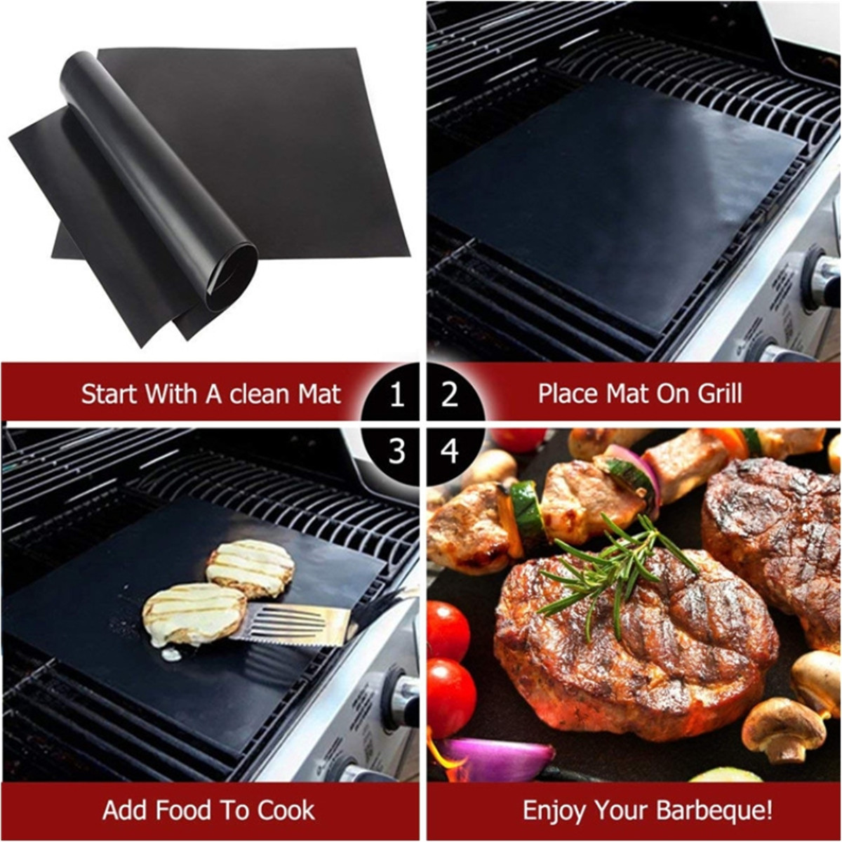 5pcs-BBQ-Grill-Mat-Barbecue-Outdoor-Baking-Non-stick-Pad-Reusable-And-Easy-To-Clean-Cooking-Mat-1698957-2