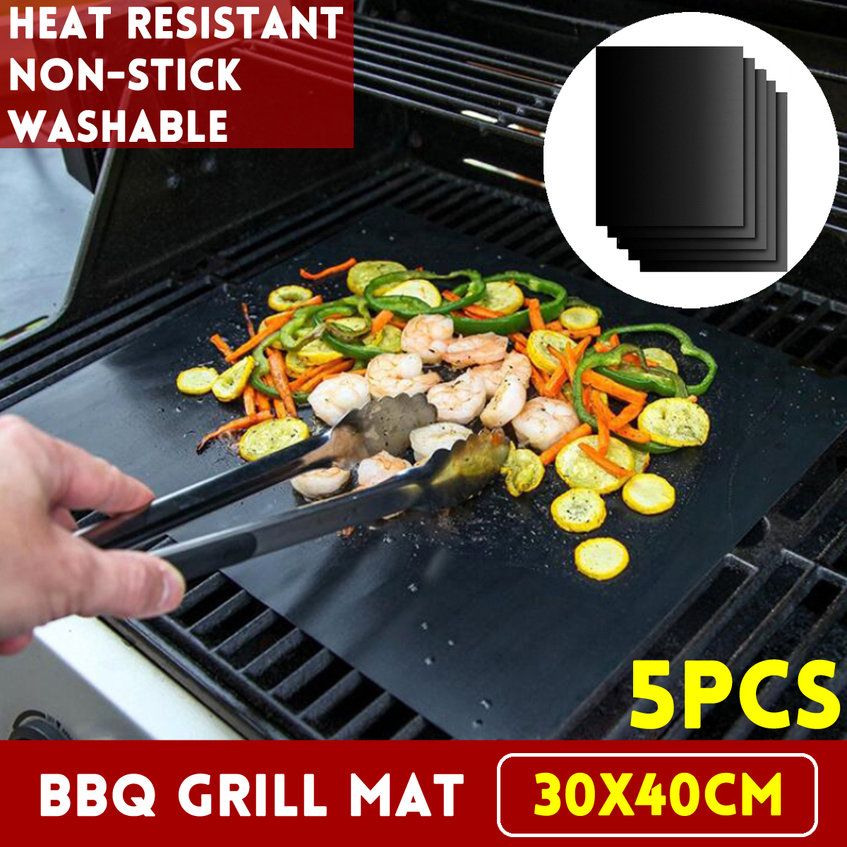 5pcs-BBQ-Grill-Mat-Barbecue-Outdoor-Baking-Non-stick-Pad-Reusable-And-Easy-To-Clean-Cooking-Mat-1698957-4