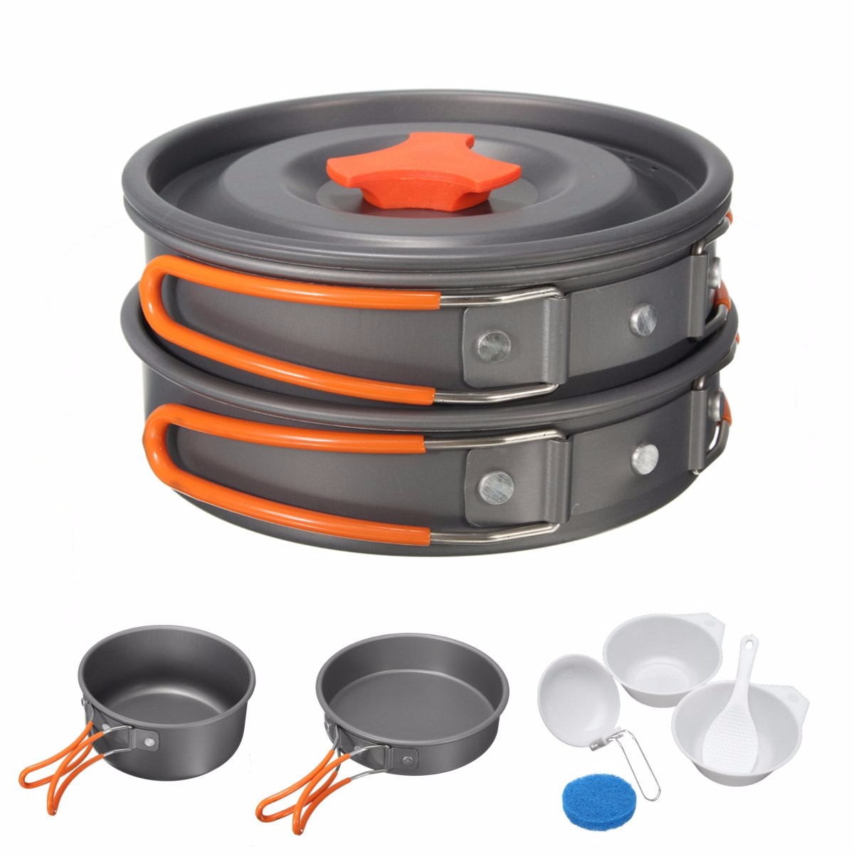 8Pcs-Camping-Aluminum-Pot-Bowl-Portable-Outdoor-Picnic-Cooking-Pan-Set-Cookware-1116210-2