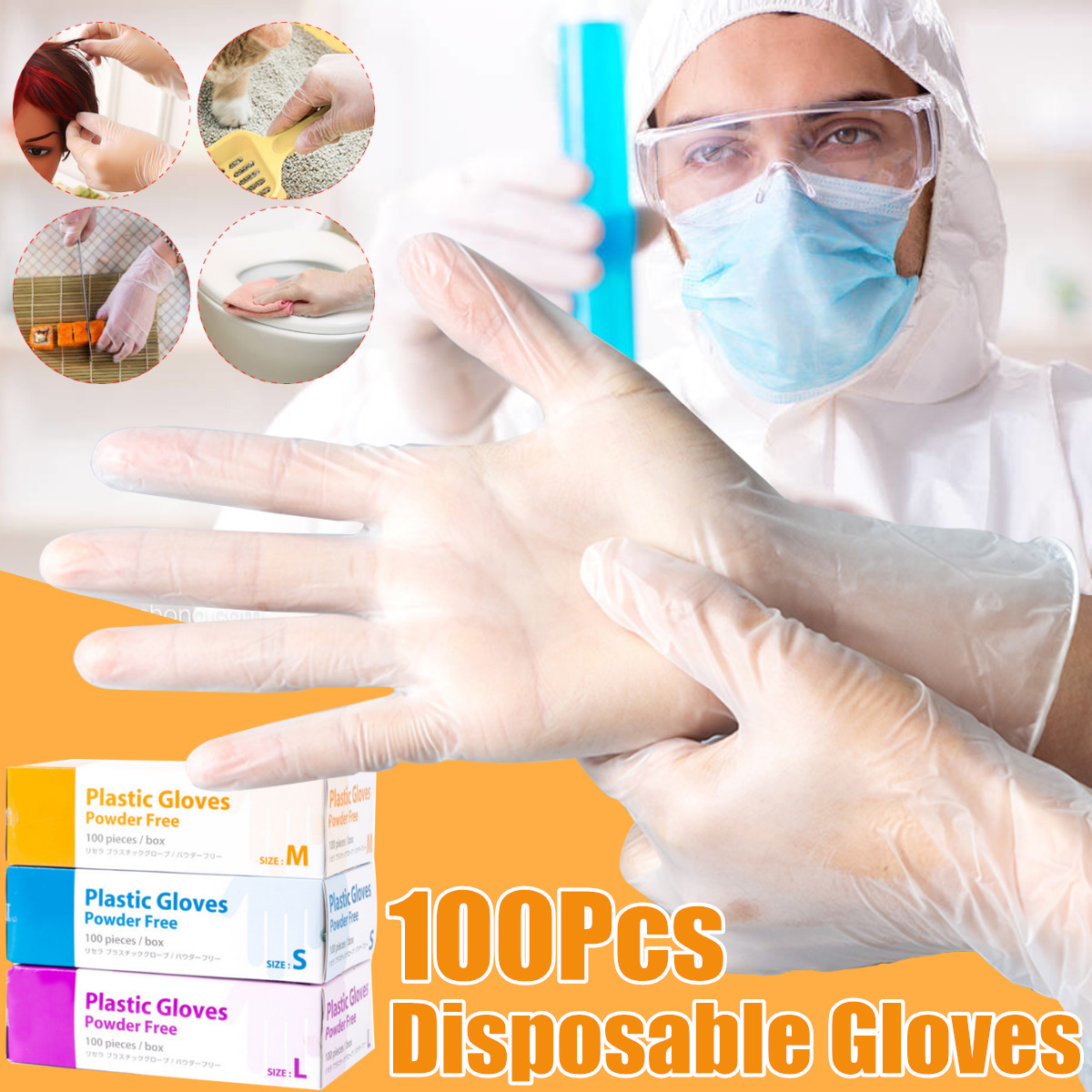 AFANDASHU-100Pcs-Disposable-PVC-BBQ-Gloves-Waterproof-Safety-Glove-1657101-1