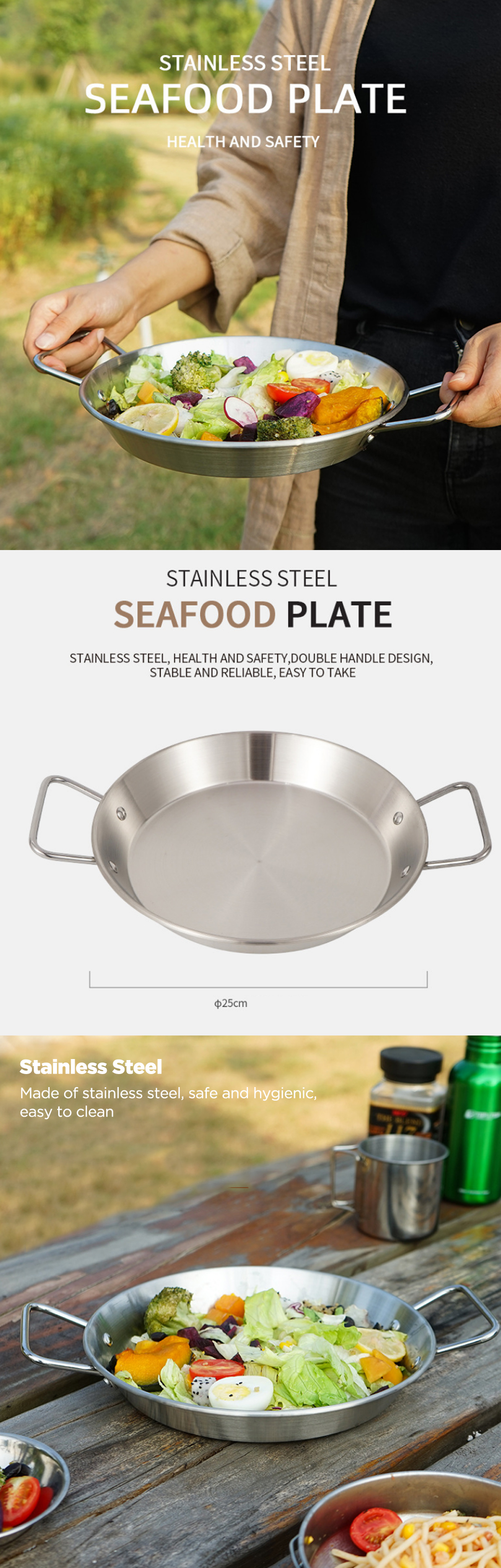 Campleader-24cm-Stainless-Steel-Seafood-Plate-Double-Ear--Non-Stick-Frying-Pot-Outdoor-Camping-Kitch-1768416-1