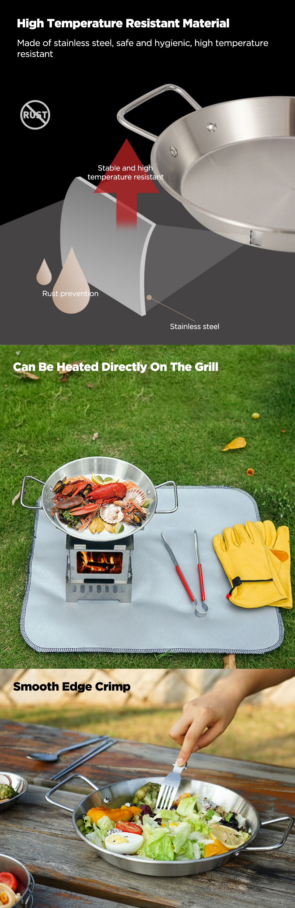 Campleader-24cm-Stainless-Steel-Seafood-Plate-Double-Ear--Non-Stick-Frying-Pot-Outdoor-Camping-Kitch-1768416-2