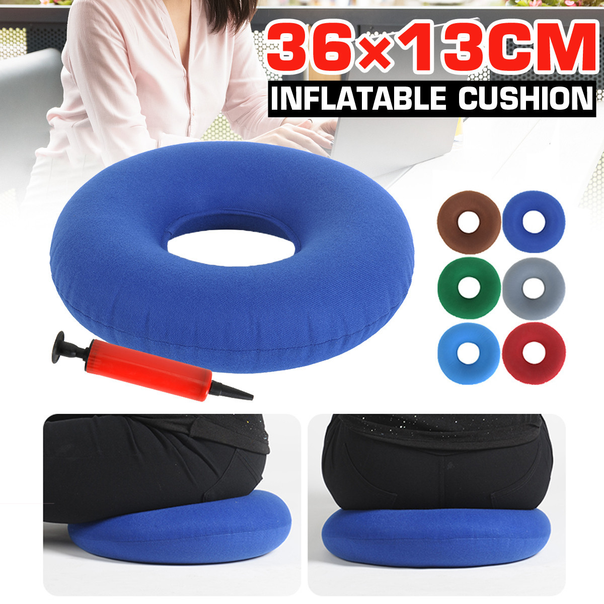 36x13CM-Round-Inflatable-Cushion-Seat-Pad-Massage-Cushion-Mat-Hemorrhoid-Pillow-With-Pump-for-Office-1811922-1