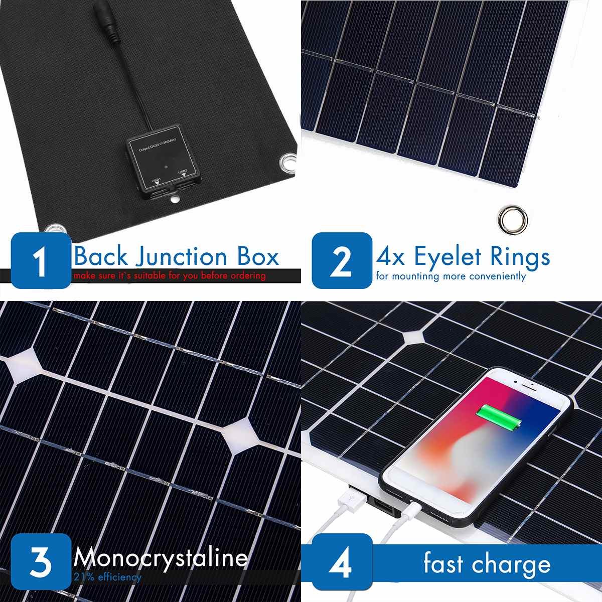 100W-18V-Monocrystalline-Solar-Panel-Dual-USB-Portable-Battery-Charger-Car-RV-Boat-Portable-Charger--1856131-4