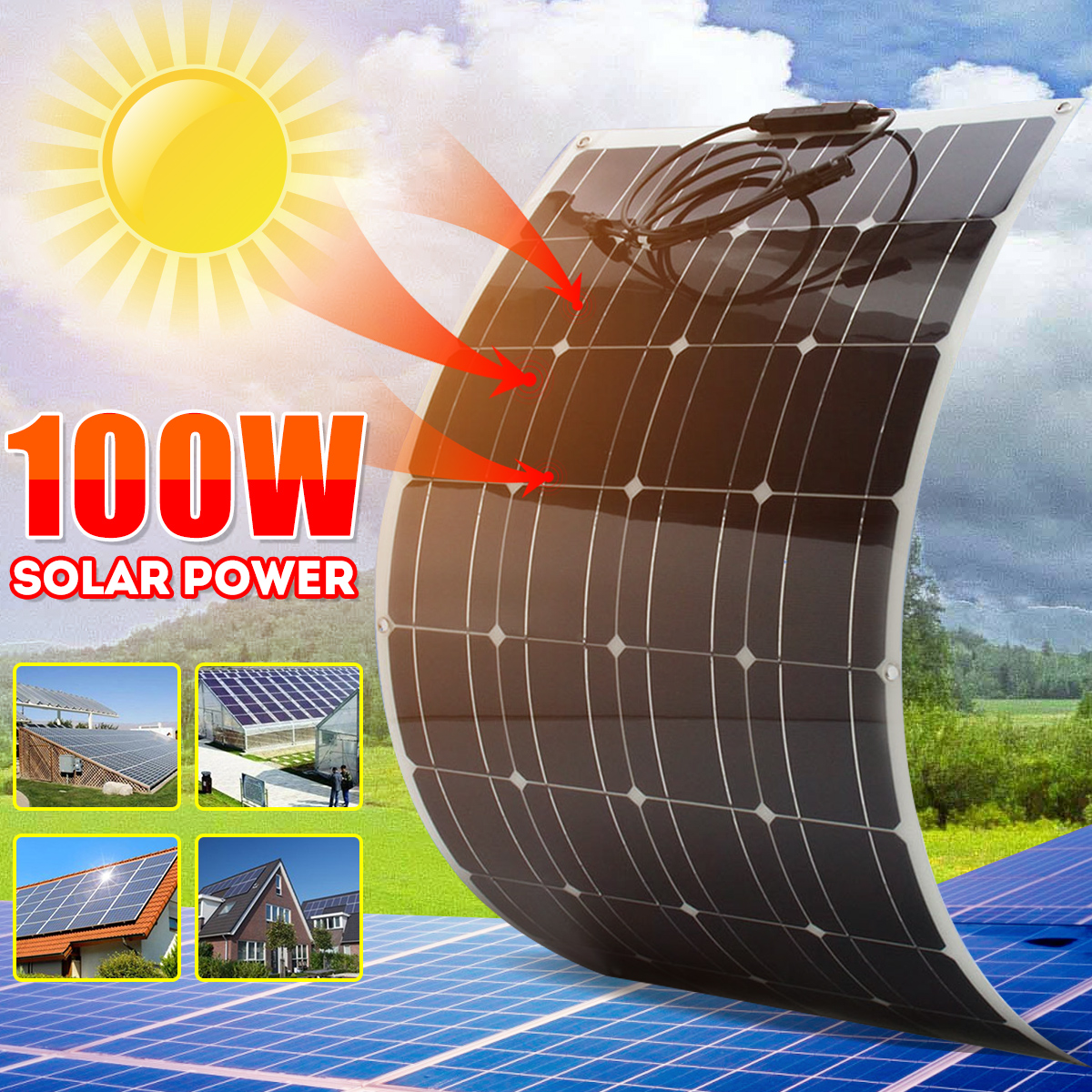 100W-18V-Solar-Panel-l-15m-Cable-5400Pa-Pressure-Mono-crystalline-Semi-flexible-Panel--Power-Bank-1786461-1