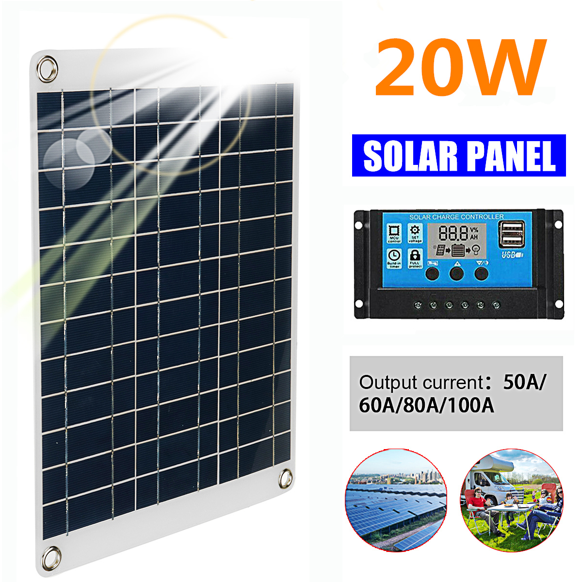 20W-12V5V-Polycrystalline-Solar-Panel-Kit-Battery-Charger-Portable-Solar-Panel-for-Car-Boat-Van-1910550-1