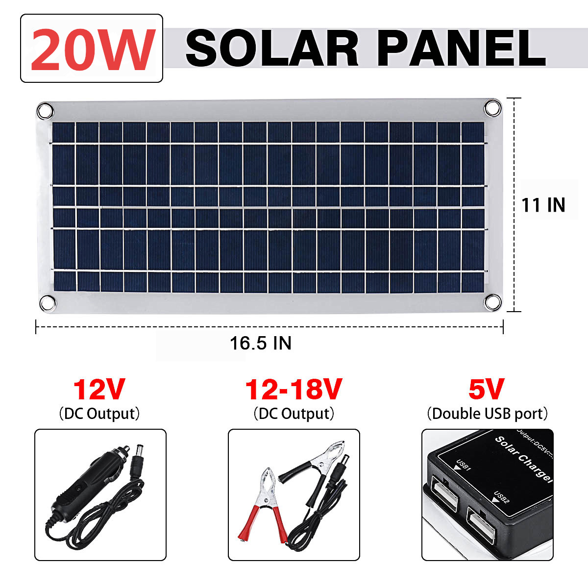 20W-12V5V-Polycrystalline-Solar-Panel-Kit-Battery-Charger-Portable-Solar-Panel-for-Car-Boat-Van-1910550-2