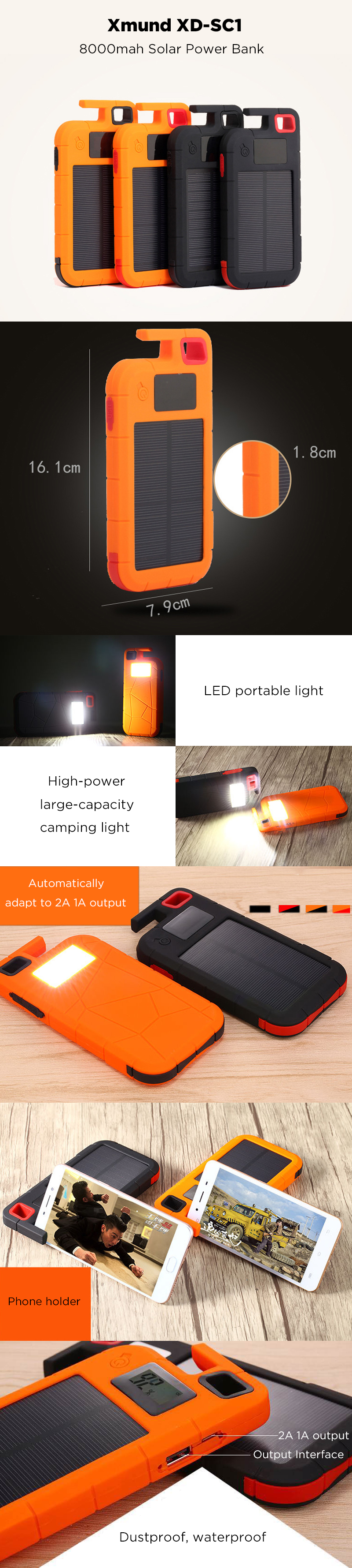 8000mah-Solar-Power-Bank-Camping-Emergency-LED-Light-Waterproof-Battery-Charger-Compatible-with-Most-1564376-1